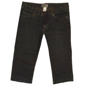 Tex Max Azria Jean 90’s Straight Crop 99% Cotton Mid Rise Dark Black Women 10/33